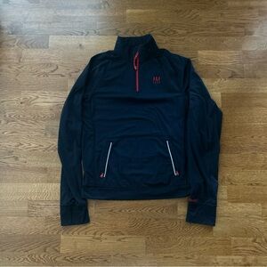 Vtg Abercrombie Men 1/4 Zip Quarter Half Navy Blue Red Pockets Sweatshirt L Y2K